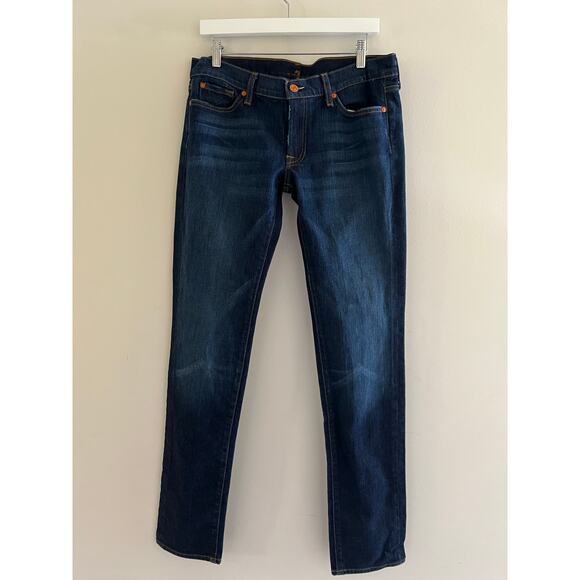 7 For all Mankind Austyn Jeans Straight Leg Dark Blue Size 31 JL - Picture 3 of 11